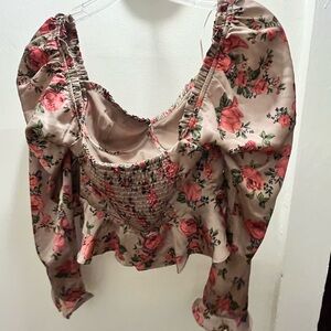 ASTR The Label Floral Smocked Top